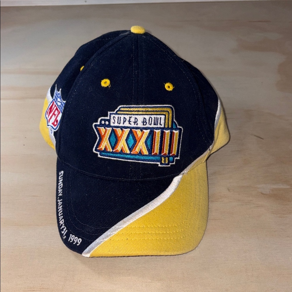 NFL Blue and Yellow Super Bowl XXXIII Embroidered Cap Vintage Miami
